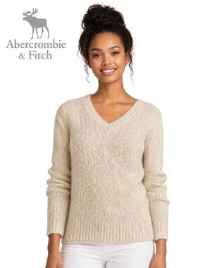 new Furry V-Neck Sweater with Gold Thread